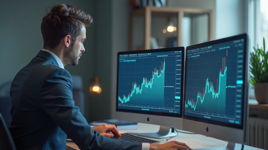 Инвестор анализирует графики и финансовые данные на экране