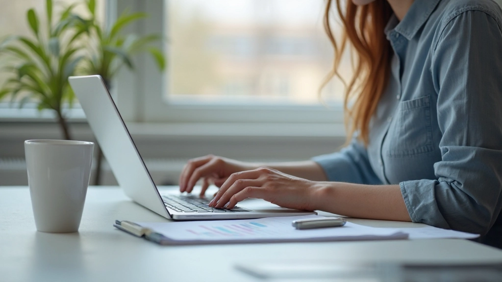 Профессиональное фото человека, работающего с таблицей бюджета на ноутбуке в офисе