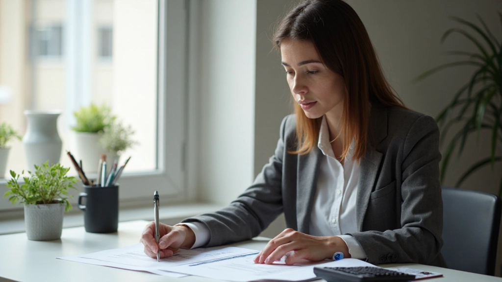 Рабочий стол с документами планирования бюджета и калькулятором